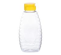 sourcing map 4pcs Plastic Honey Bottles 12oz 360ml Squeeze Honey Jars Bottle Leakproof Honey Dispenser Refillable Honey Containers with Flip Lid for Storing and Dispensing Sauce Syrup