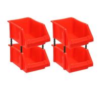 sourcing map 4pcs Plastic Shelf Bins 250x150x120mm Wall Mounted Storage Bins Stackable Storage Box Organizer for Garage Closet Drawer Organization, Red