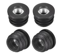 sourcing map 4Pcs Plastic Threaded Tube Inserts with M8 Thread, for 30mm/1.18" OD Round Tube, Adjustable Round Black Plastic Plug Caster Insert Chair End Caps Furniture Leg Plug
