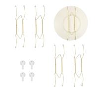 sourcing map 4pcs Plate Hanger, 10 Inches Universal Stainless Steel Invisible Plate Hangers for The Wall W-Shaped Holder with Traceless Nail for Decorations, Golden
