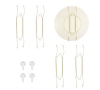 sourcing map 4pcs Plate Hanger, 14 Inches Universal Stainless Steel Invisible Plate Hangers for The Wall W-Shaped Holder with Traceless Nail for Decorations, Golden