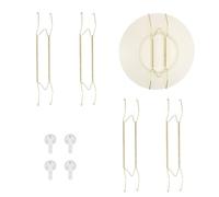 sourcing map 4pcs Plate Hanger, 16 Inches Universal Stainless Steel Invisible Plate Hangers for The Wall W-Shaped Holder with Traceless Nail for Decorations, Golden