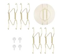sourcing map 4pcs Plate Hanger, 4 to 5 Inches Universal Stainless Steel Invisible Plate Hangers for The Wall W-Shaped Holder with Traceless Nail for Decorations, Golden