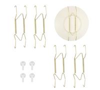 sourcing map 4pcs Plate Hanger, 6 Inches Universal Stainless Steel Invisible Plate Hangers for The Wall W-Shaped Holder with Traceless Nail for Decorations, Golden