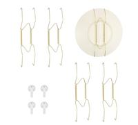 sourcing map 4pcs Plate Hanger, 8 Inches Universal Stainless Steel Invisible Plate Hangers for The Wall W-Shaped Holder with Traceless Nail for Decorations, Golden