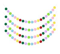 sourcing map 4pcs Pom Pom Garland 6.6 ft 20 Balls Colorful Felt Ball Garland for Wall Christmas Tree Decor Birthday Banner Easter Party Decorations, Colourful