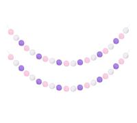 sourcing map 4pcs Pom Pom Garland 6.6 ft 30 Balls Colorful Felt Ball Garland for Wall Christmas Tree Decor Birthday Banner Easter Party Decorations, White, Pink, Purple