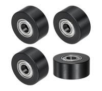 sourcing map 4Pcs POM Roller Wheel with Bearings, 6mm x 22mm x 10mm (ID x OD x Length), 100A Hardness Guiding Wheel Flat Belt Idler (Black)