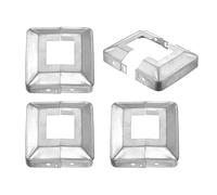 sourcing map 4Pcs Post Base Cover, 3.25"x3.25" (Internal Size 1.25"x1.25") Metal Split Style Post Skirt, Porch Column Wrap for Post Fence Deck Cable Railing Baluster Stair Rails, Silver