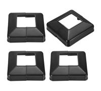 sourcing map 4Pcs Post Base Cover, 4.25"x4" (Internal Size 2"x2") PVC Split Style Post Skirt, Porch Column Wrap for Post Fence Deck Cable Railing Baluster Stair Rails, Black