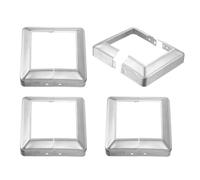 sourcing map 4Pcs Post Base Cover, 6"x6" (Internal Size 4"x4") Metal Split Style Post Skirt, Porch Column Wrap for Post Fence Deck Cable Railing Baluster Stair Rails, Silver