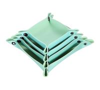 sourcing map 4pcs PU Leather Valet Tray Unisex Folding Small Catchall Tray Portable Entryway Table Tray Nightstand Bedside Desk Tray for Key Wallet Watch Coin Jewelry Dice, Blue Green