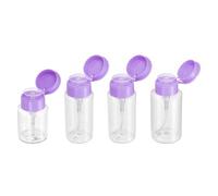sourcing map 4pcs Push Down Pump Dispenser 3.5/4.2/5.3/7 OZ Plastic Nail Polish Remover Pumping Empty Bottle with Flat Flip Cap for Makeup Remover Alcohol Facial Toner, Purple