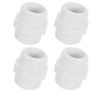 sourcing map 4Pcs PVC Nipple Thread Coupling Adapter Connector, G1-1/4 x G1-1/4 Male PVC Pipe Fitting, Plumbing Coupling for Home, Industrial, Agricultural, White