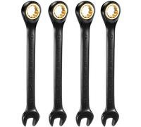 sourcing map 4Pcs Ratcheting Spanner 13mm Metric Open End Wrench 72-Teeth CR-V Steel 12 Point Nickel Plated Combination Ratchet Wrench for Fasteners Nut Bolt