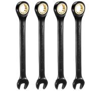 sourcing map 4Pcs Ratcheting Spanner 14mm Metric Open End Wrench 72-Teeth CR-V Steel 12 Point Nickel Plated Combination Ratchet Wrench for Fasteners Nut Bolt