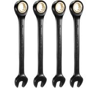 sourcing map 4Pcs Ratcheting Spanner 15mm Metric Open End Wrench 72-Teeth CR-V Steel 12 Point Nickel Plated Combination Ratchet Wrench for Fasteners Nut Bolt