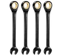 sourcing map 4Pcs Ratcheting Spanner 16mm Metric Open End Wrench 72-Teeth CR-V Steel 12 Point Nickel Plated Combination Ratchet Wrench for Fasteners Nut Bolt