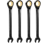 sourcing map 4Pcs Ratcheting Spanner 21mm Metric Open End Wrench 72-Teeth CR-V Steel 12 Point Nickel Plated Combination Ratchet Wrench for Fasteners Nut Bolt