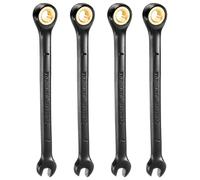 sourcing map 4Pcs Ratcheting Spanner 7mm Metric Open End Wrench 72-Teeth CR-V Steel 12 Point Nickel Plated Combination Ratchet Wrench for Fasteners Nut Bolt