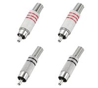 sourcing map 4Pcs RCA to Speaker Wire Connector, RCA Solder Male Silver Plated Stereo Audio Connector Adapter 6.3MM Jack Plug