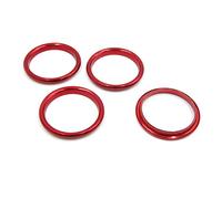 sourcing map 4pcs Red Aluminum Alloy Car Air Vent Outlet Rings Decorative Cover
