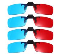 sourcing map 4pcs Red Blue/Cyan 3D Clip-on Glasses, Anaglyph 3D Viewing Glasses Hanging Frame Square for Movies Theater Games TV Photos Projector