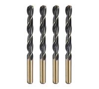 sourcing map 4pcs Reduced Shank Twist Drill Bit 12mm Dia 12mm Shank High Speed Steel M2 Black and Gold Oxide Finish Drill Bits for Drilling Hard Metals, Stainless Steel, Cast Iron