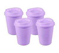 sourcing map 4Pcs Reusable Coffee Cups with Lids, 12oz Travel Coffee Mugs Spill Proof Water Tumblers Drinking Cups for Hot and Cold Drinks Juice Tea, Light Purple