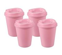 sourcing map 4Pcs Reusable Coffee Cups with Lids, 12oz Travel Coffee Mugs Spill Proof Water Tumblers Drinking Cups for Hot and Cold Drinks Juice Tea, Pink