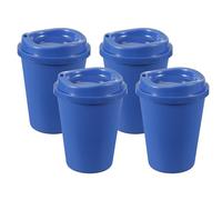 sourcing map 4Pcs Reusable Coffee Cups with Lids, 12oz Travel Coffee Mugs Spill Proof Water Tumblers Drinking Cups for Hot and Cold Drinks Juice Tea, Blue