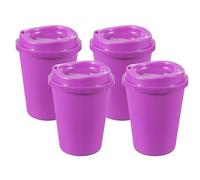 sourcing map 4Pcs Reusable Coffee Cups with Lids, 12oz Travel Coffee Mugs Spill Proof Water Tumblers Drinking Cups for Hot and Cold Drinks Juice Tea, Purple