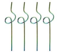sourcing map 4Pcs Reusable Metal Straws, 10.6" Curly Shape Stainless Steel Straw for Drinking Juice, Beverage, Cold Drink (6mm OD, Rainbow)