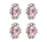 sourcing map 4Pcs Rhinestone Applique, 32x45mm Handmade Beaded Patches | Sew on Patch Glass Crystal Sewing Applique for Bridal Clothes Belt Bags Decoration, Pink