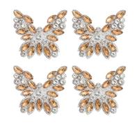 sourcing map 4Pcs Rhinestone Butterfly Patches, Iron-on Beaded Appliques, Bling Clothing Repair Decoration Patches for Hats Shoe Bags DIY Accessories, Light Orange