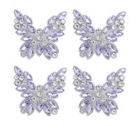 sourcing map 4Pcs Rhinestone Butterfly Patches, Iron-on Beaded Appliques, Bling Clothing Repair Decoration Patches for Hats Shoe Bags DIY Accessories, Purple