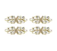 sourcing map 4Pcs Rhinestone Crystal Applique, Handmade Beaded Patches Sew on Patch Crystal Sewing Applique for Bridal Sash Wedding Dress Shoes Bags, Silver White/Light Gold