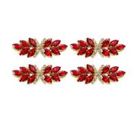 sourcing map 4Pcs Rhinestone Crystal Applique, Handmade Beaded Patches Sew on Patch Crystal Sewing Applique for Bridal Sash Wedding Dress Shoes Bags, Light Red/Light Gold