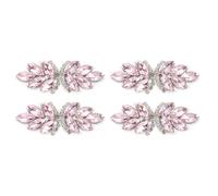 sourcing map 4Pcs Rhinestone Crystal Applique, Handmade Beaded Patches Sew on Patch Crystal Sewing Applique for Bridal Sash Wedding Dress Shoes Bags, Pink/Silver White