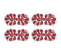 sourcing map 4Pcs Rhinestone Crystal Applique, Rhinestone Iron on Patch, Bow Hot Fix Crystal Sewing Applique for Bridal Sash Wedding Dress Shoes Bags, Red