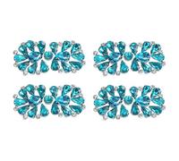 sourcing map 4Pcs Rhinestone Crystal Applique, Rhinestone Iron on Patch, Bow Hot Fix Crystal Sewing Applique for Bridal Sash Wedding Dress Shoes Bags, Lake Blue