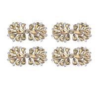 sourcing map 4Pcs Rhinestone Crystal Applique, Rhinestone Iron on Patch, Bow Hot Fix Crystal Sewing Applique for Bridal Sash Wedding Dress Shoes Bags, Champagne
