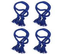 sourcing map 4Pcs Rope Curtain Tiebacks, 30" Polyester Tassel Curtain Drapes Holdbacks Hand-Woven Decorative Tie Backs for Home Office Decor, Dark Blue