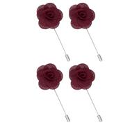 sourcing map 4Pcs Rose Lapel Pin for Men, Satin Flower Lapel Pins Camellia Silk Brooch for Groom Business Wedding Suit Outfit Accessories, Wine Red