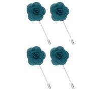 sourcing map 4Pcs Rose Lapel Pin for Men, Satin Flower Lapel Pins Camellia Silk Brooch for Groom Business Wedding Suit Outfit Accessories, Indigo