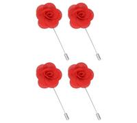 sourcing map 4Pcs Rose Lapel Pin for Men, Satin Flower Lapel Pins Camellia Silk Brooch for Groom Business Wedding Suit Outfit Accessories, Orange Red