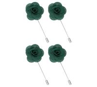 sourcing map 4Pcs Rose Lapel Pin for Men, Satin Flower Lapel Pins Camellia Silk Brooch for Groom Business Wedding Suit Outfit Accessories, Dark Green