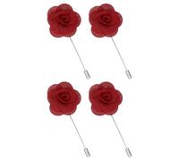 sourcing map 4Pcs Rose Lapel Pin for Men, Satin Flower Lapel Pins Camellia Silk Brooch for Groom Business Wedding Suit Outfit Accessories, Red