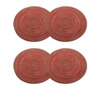 sourcing map 4pcs Round Braided Placemats 12" Non-Slip Round Table Mats for Dining Tables Washable Heat Insulation Woven Placemats Indoor Outdoor for Family Holiday Dinner, Red