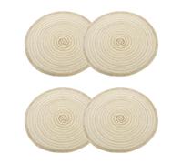 sourcing map 4pcs Round Braided Placemats 12" Non-Slip Round Table Mats for Dining Tables Washable Heat Insulation Woven Placemats Indoor Outdoor for Family Holiday Dinner, Yellow